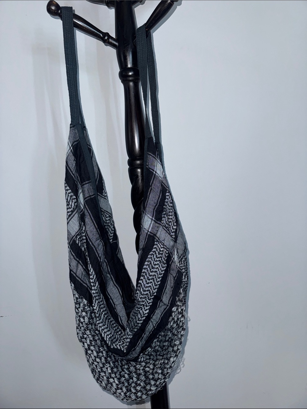 Black & Gray Patterned Hobo Sling Bag Casual Shoulder Bag 38.Mon.B1